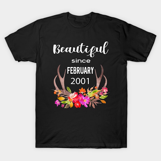 Deer Antler Elk Hunting Flower Horn Beautiful Since February 2001 T-Shirt by familycuteycom